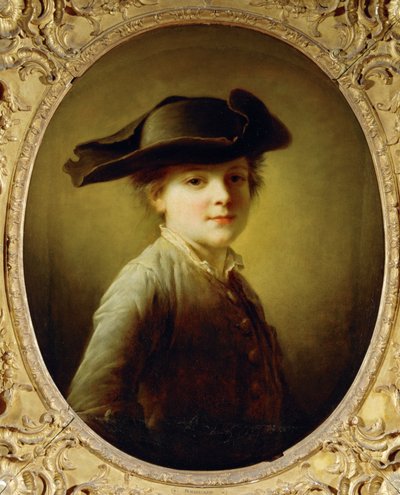 Jeune garcon au tricorne - jonge jongen met hoed met drie hoeken ... door Francois Hubert Drouais