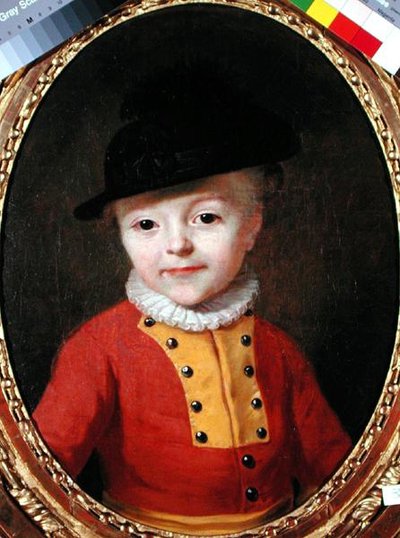 Portret van een jong kind door Francois Hubert Drouais