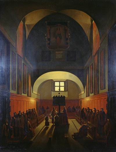 Koor van Kapucijner monniken, Rome door Francois Marius Granet
