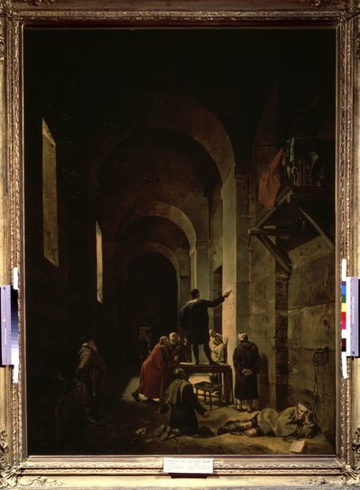 De schilder Jacques Stella in de gevangenis door Francois Marius Granet