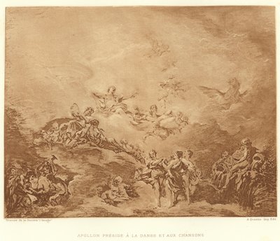Apollo leidt de Dans en de Liederen door Francois (after) Boucher