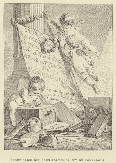 Frontispice van de etsen van Mme de Pompadour door Francois (after) Boucher