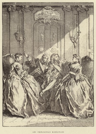 De belachelijke preciezen (gravure) door Francois (after) Boucher