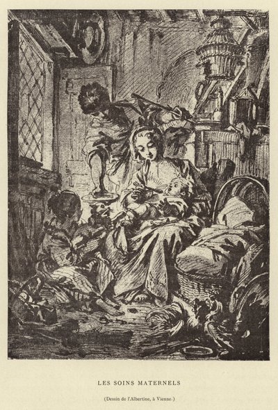 Moederlijke zorgen door Francois (after) Boucher