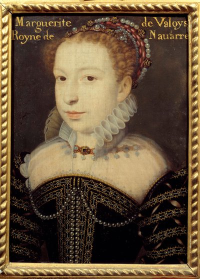 Portret van Marguerite de Valois (1553-1615) of Koningin Margot door Francois (after) Clouet