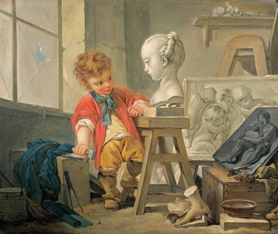 Een Allegorie van Beeldhouwkunst door Francois (and studio) Boucher