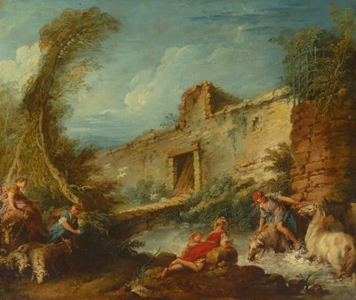 De doorwaadbare plaats, c.1703-70 door Francois (and studio) Boucher