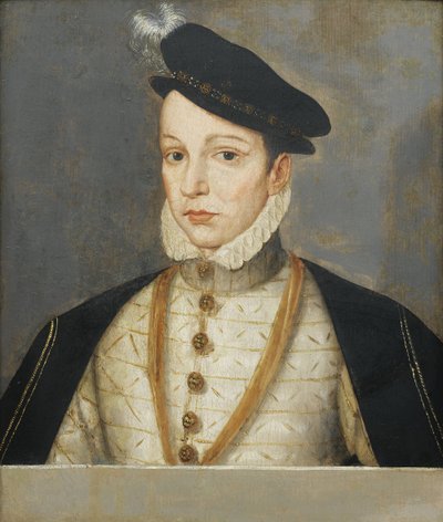 Portret van koning Karel IX van Frankrijk door Francois (school of) Clouet