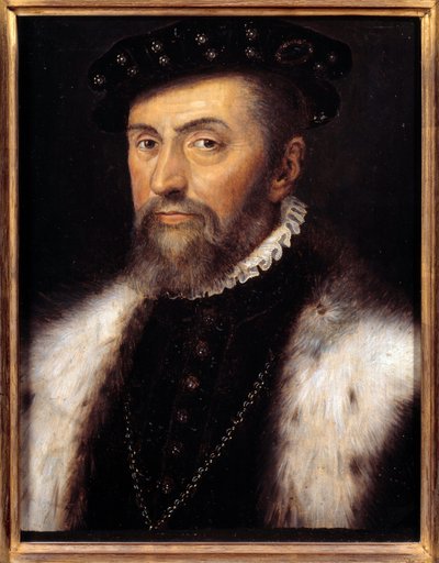 Portret van Anne Duc de Montmorency (1492-1567) Connetable van Frankrijk door Francois (workshop of) Clouet