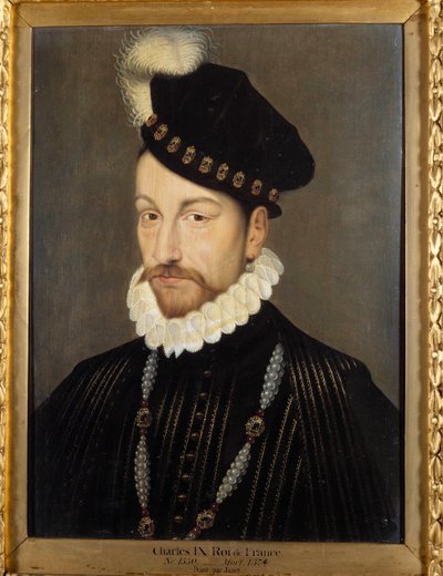Portret van Karel IX (1550-1574), Koning van Frankrijk door Francois (workshop of) Clouet
