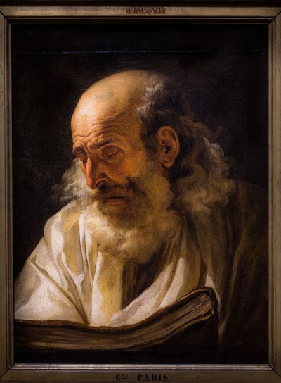 Lezende oude man, circa 1772-1773 (Olieverf op doek) door François André Vincent