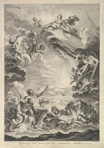 Neptunus Kalmeert de Storm door Francois Antoine Aveline