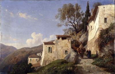 Op de weg naar Genua, nabij Nice door Francois Antoine Leon Fleury