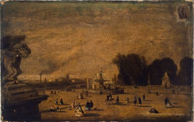 Uitzicht op de Place de la Concorde, huidige 8e arrondissement, tussen 1804 en 1858 door Francois Antoine Leon Fleury