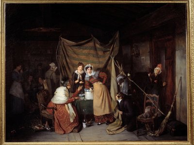 Een Sibylle die jonge mannen een goed avontuur voorspelt door François Auguste Biard