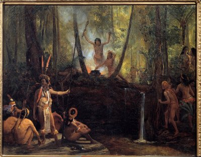 De vervaardiging van curare in het Braziliaanse bos door François Auguste Biard