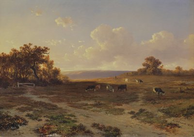 Heidelandschap met Koeien door Francois Auguste Ortmans
