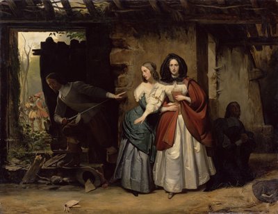 De vlucht van Henrietta-Maria van Frankrijk, koningin van Engeland in 1638, 1835 door Francois Augustin Desmoulins