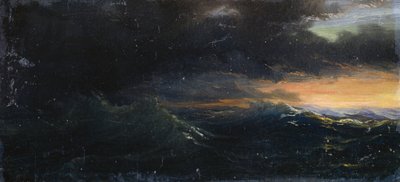 Zonsondergang op stormachtige zee door Francois Barry