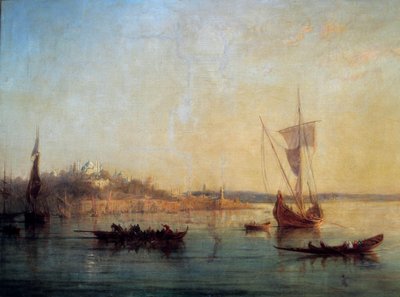 Uitzicht op Constantinopel vanaf de ingang van de Bosporus Schilderij door Francois Pierre Barry (1813-1905) 1869 door Francois Barry