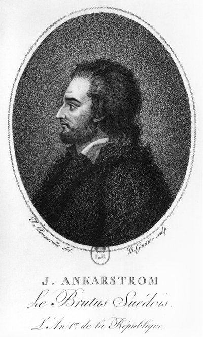 Portret van Johan Ankarstrom, gegraveerd door B. Gautier, 1792 door Francois Bonneville