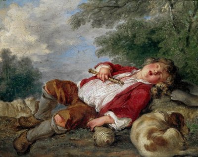 Berger endormi (De slapende herder), c. 1750 door François Boucher