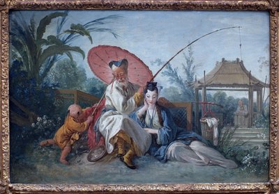 Chinoiserie. Kunstwerk door Francois Boucher (1703-1770), olieverf op papier gemaroufleerd op doek, circa 1750. Franse kunst 18e eeuw. Museum voor Schone Kunsten Rotterdam (Nederland) door François Boucher