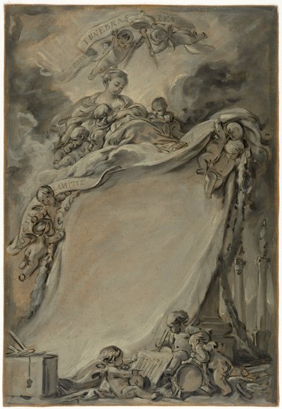 Diploma van de vrijmetselaars van Bordeaux door François Boucher
