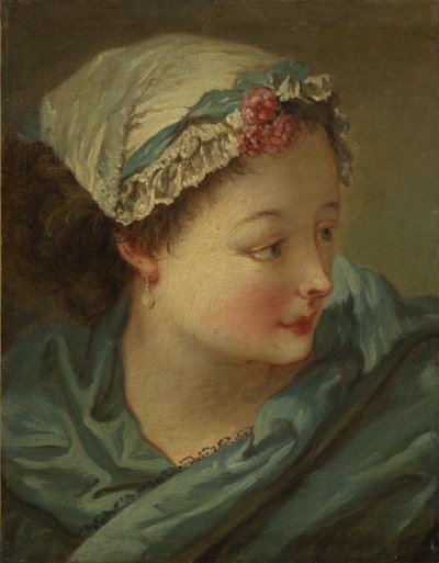 Hoofd van een jonge vrouw, vroege jaren 1730 door François Boucher