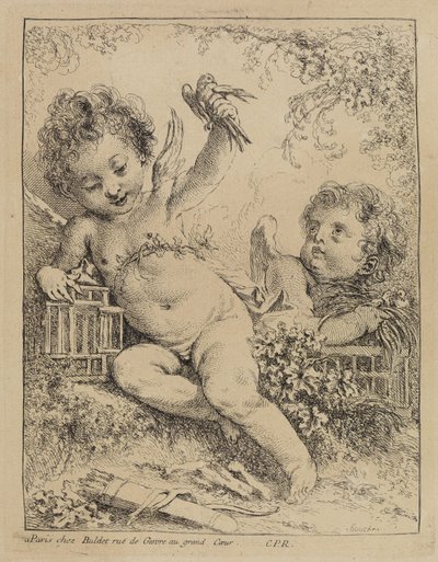 De tortelduif in de kooi door François Boucher