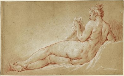 Liggend vrouwelijk naakt, gezien vanaf de rug door François Boucher