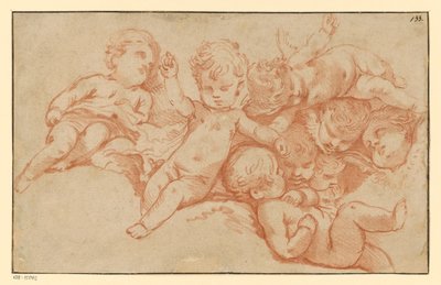 Spelende putten (tegendruk) door François Boucher