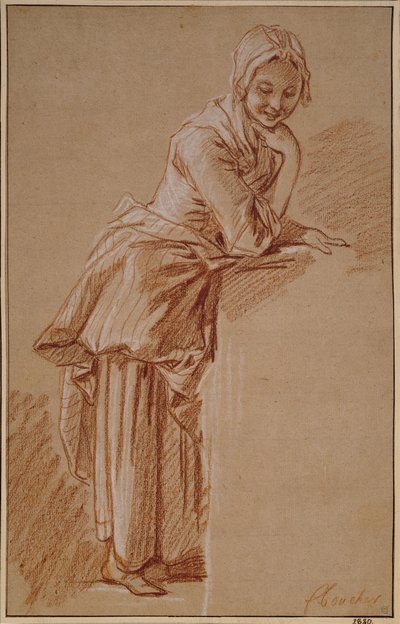 Staand boerenmeisje door François Boucher