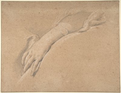 Studie van de linkerhand van Mme de Pompadour door François Boucher