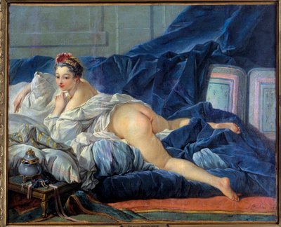 De odalisk Jonge vrouw zit op een sofa. Schilderij door François Boucher (1703-1770) 1752 Reims, Musée des Beaux Arts door François Boucher