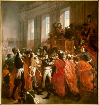 Bonaparte en de Raad van Vijfhonderd in St. Cloud door Francois Bouchot