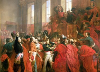 Bonaparte en de Raad van Vijfhonderd in St. Cloud, 10 november 1799 (detail) door Francois Bouchot