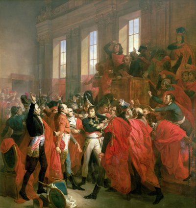 Bonaparte en de Raad van Vijfhonderd in St. Cloud, 10 november 1799, 1840 door Francois Bouchot