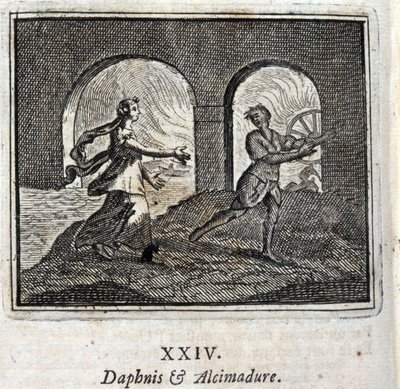 Daphnis en Alcimadura. Fabels door Jean de La Fontaine (1621-95). Illustratie door François Chauveau (1613-1676). Editie van 1728. door Francois Chauveau