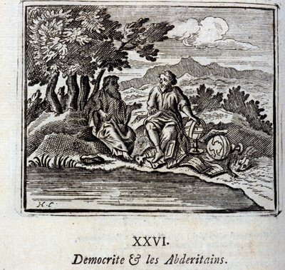 Democrite en de Abderitans. Fabels door Jean de La Fontaine (1621-95). Illustratie door François Chauveau (1613-1676). Editie van 1728. door Francois Chauveau