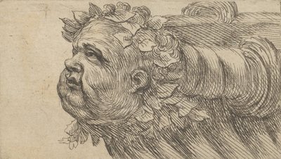 Hoofd van een Kind op de Boeg van een Schip, uit Divers Masques door Francois Chauveau