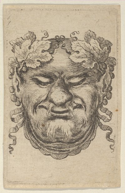Masker van Bacchus met een Krans van Druivenbladeren en Lint, uit Divers Masques, ca. 1635-45 door Francois Chauveau