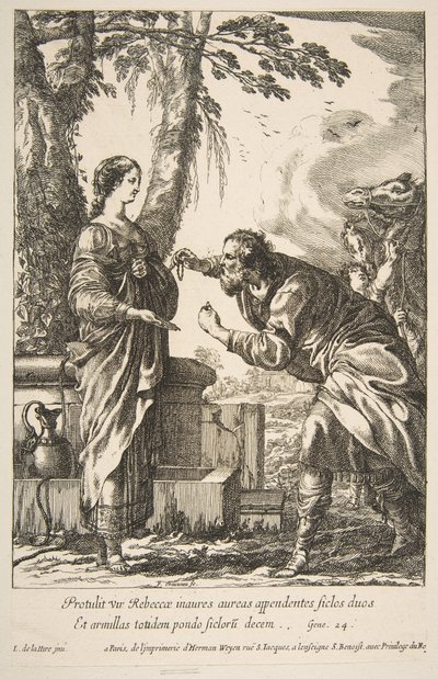 Rebecca en Eliezer door Francois Chauveau