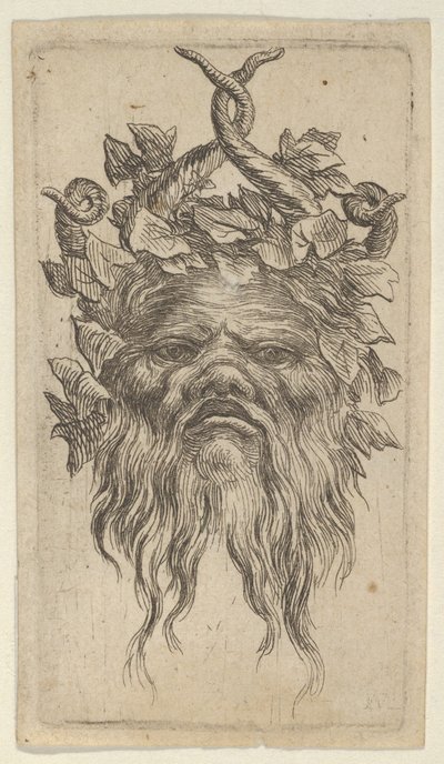 Satermasker met Gehaakte Hoorns en een Klimopkrans, uit Divers Masques, ca. 1635-45 door Francois Chauveau