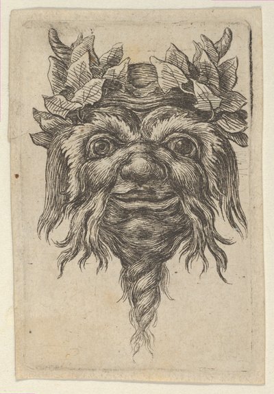 Satermasker met een spiraalvormige baard en klimop rond elke hoorn, ca. 1635-45 door Francois Chauveau