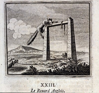 De Engelse vos. Fabels door Jean de La Fontaine (1621-95). Illustratie door François Chauveau (1613-1676). Editie van 1728. door Francois Chauveau