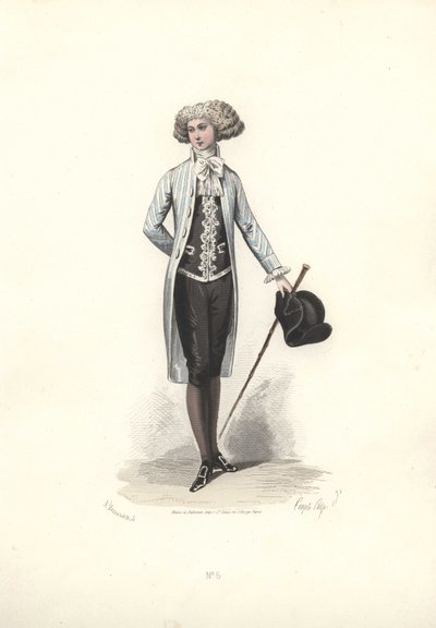 Elegante man in gestreepte jas, tijdperk van Marie Antoinette door Francois Claudius Compte Calix