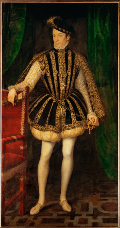 Koning Karel IX van Frankrijk ... (olieverf op doek) door François Clouet