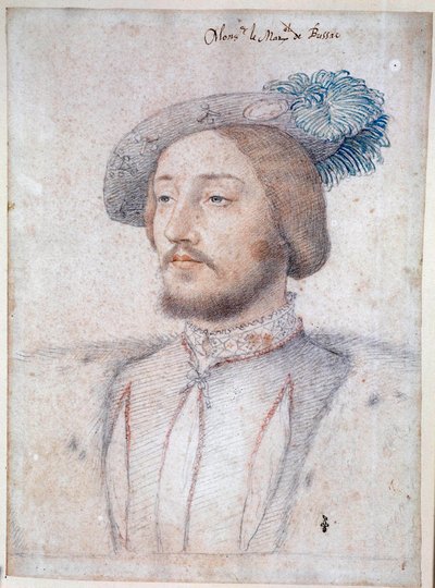 Portret van Charles de Cosse, Graaf van Brissac, maarschalk van Frankrijk (1506-1563) (Cosse-Brissac). Tekening met potlood en rood krijt door Francois Clouet (1515-1572). 1537. Musee Conde, Chantilly door François Clouet