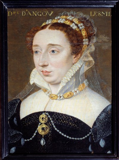 Portret van Diane van Frankrijk, hertogin van Angouleme (1538-1619), erkende dochter van Hendrik IV door François Clouet
